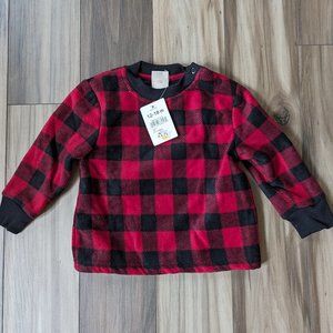 NWT JOE FRESH Baby Boys Fleece Top Red Plaid Check Neck Cardigan 12-18 M…